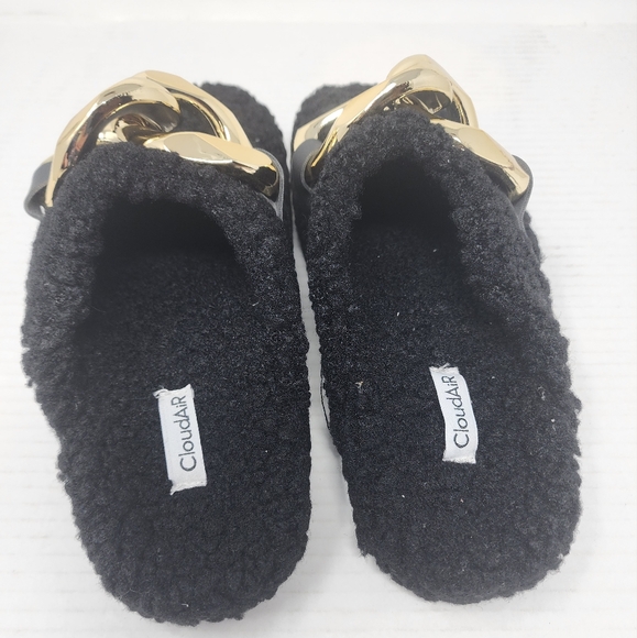 New Cozy Black Slip on Sherpa Slippers  Loafers  House Shoes Slippers Size 8 - Picture 4 of 7